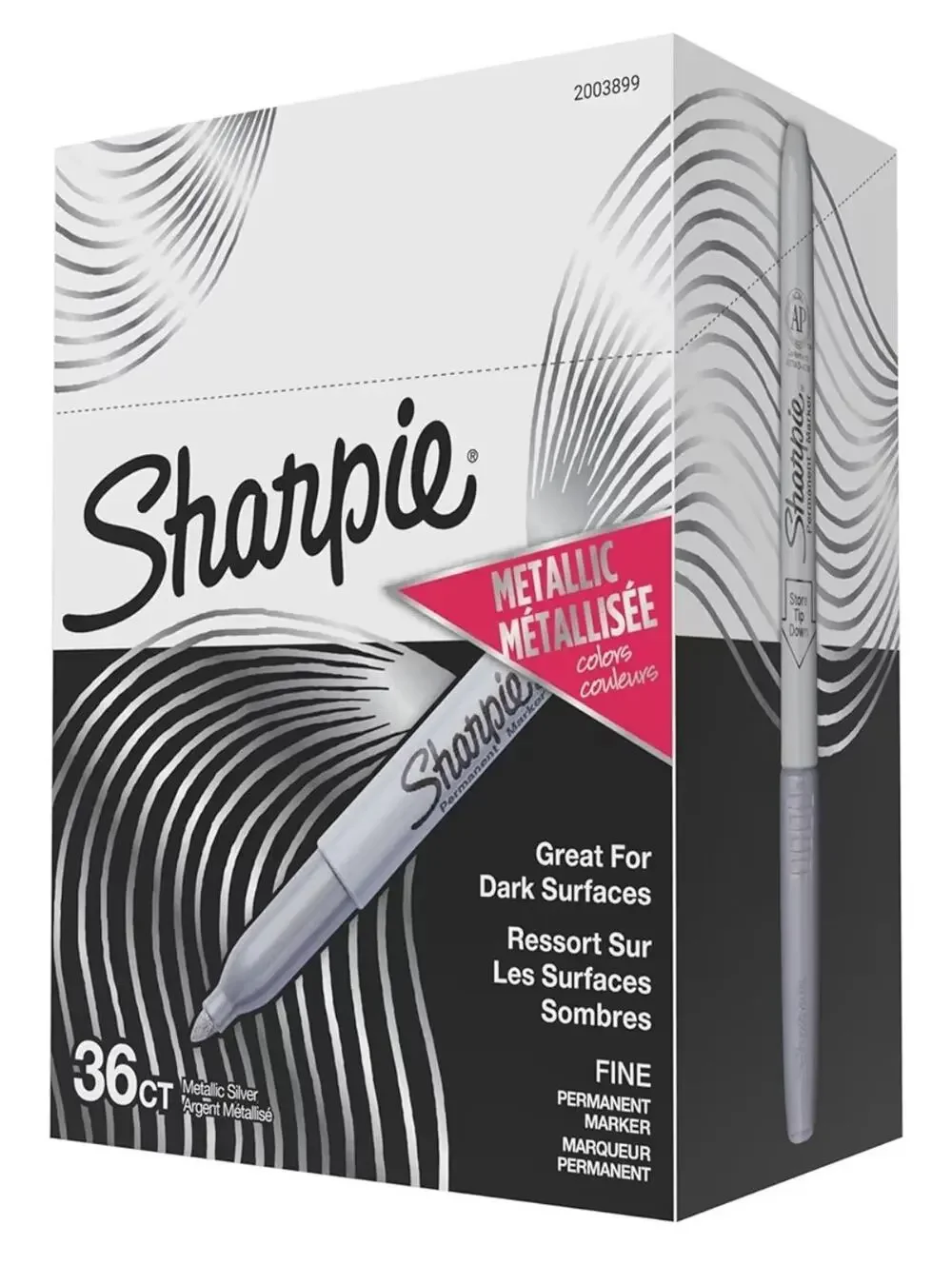Sharpie Metallic Permanent Markers, Fine Point, Metallic Silver, 36 Count